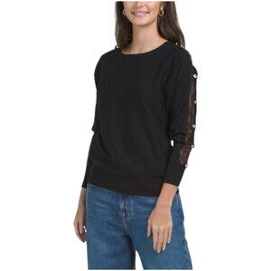 COCOBLEU Lace Button Dolman Sweater